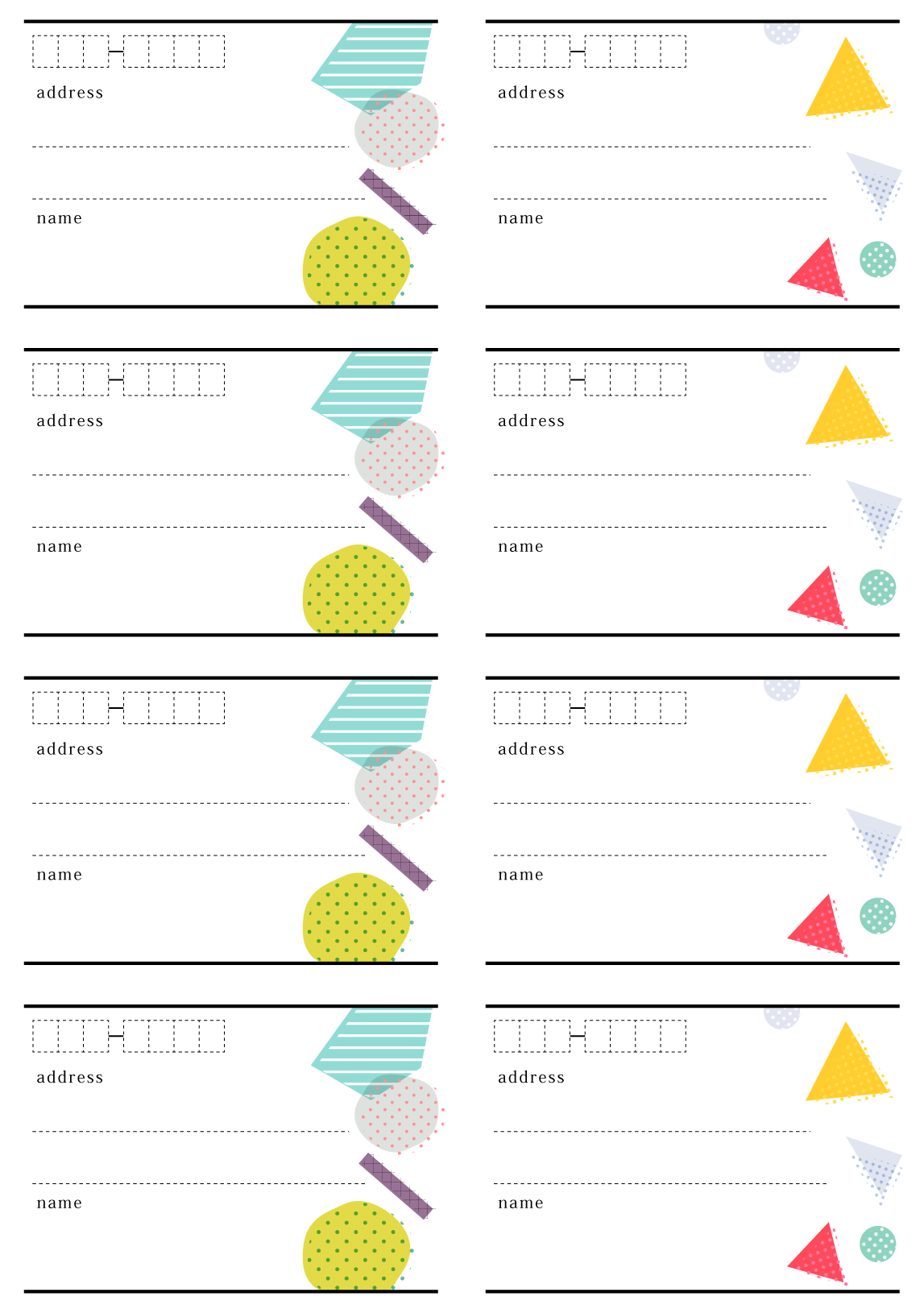 宛名シールテンプレート 8枚用