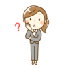 悩むスーツの女性のイラスト