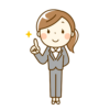 指差しポーズのスーツの女性のイラスト