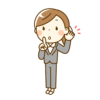 耳を傾けるスーツの女性のイラスト