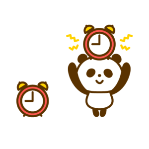 パンダと目覚まし時計のイラスト